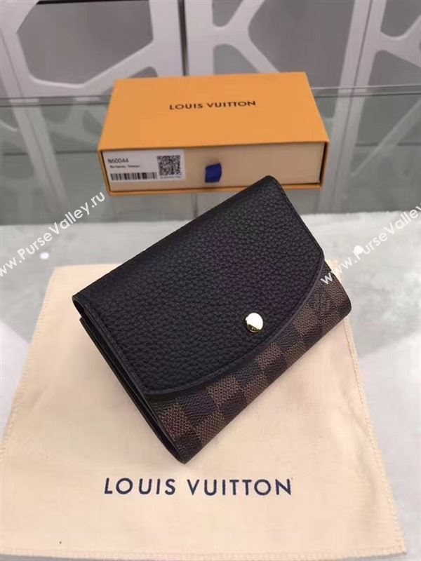 replica N60044 Louis Vuitton LV Normandy Compact Wallet Damier Leather Purse Bag Black