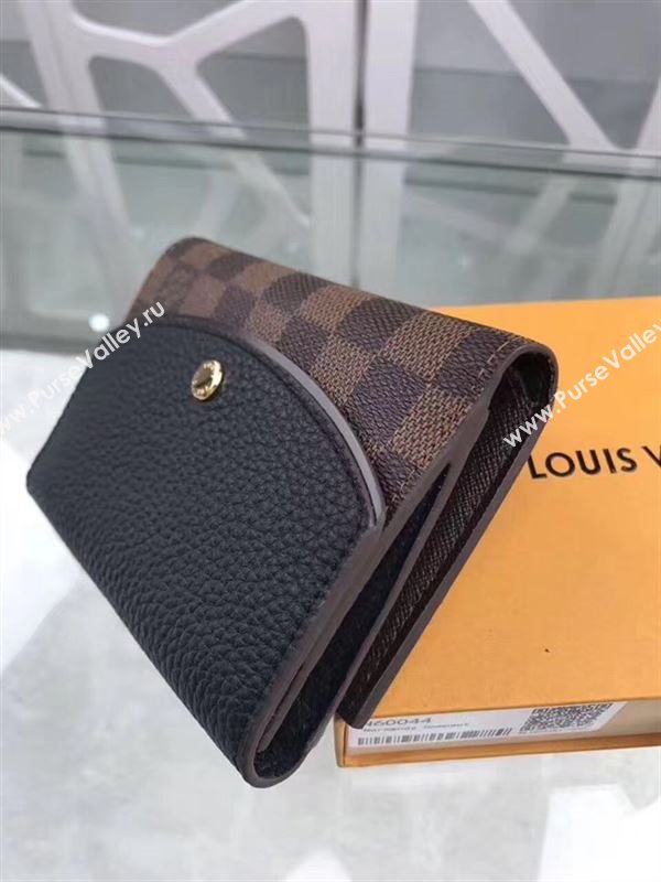 replica N60044 Louis Vuitton LV Normandy Compact Wallet Damier Leather Purse Bag Black