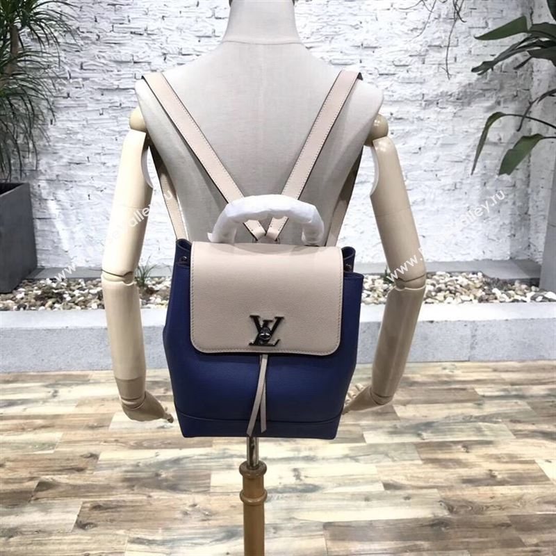 replica Louis Vuitton LV Lockme Backpack Handbag Real Leather Bag M41815 Navy