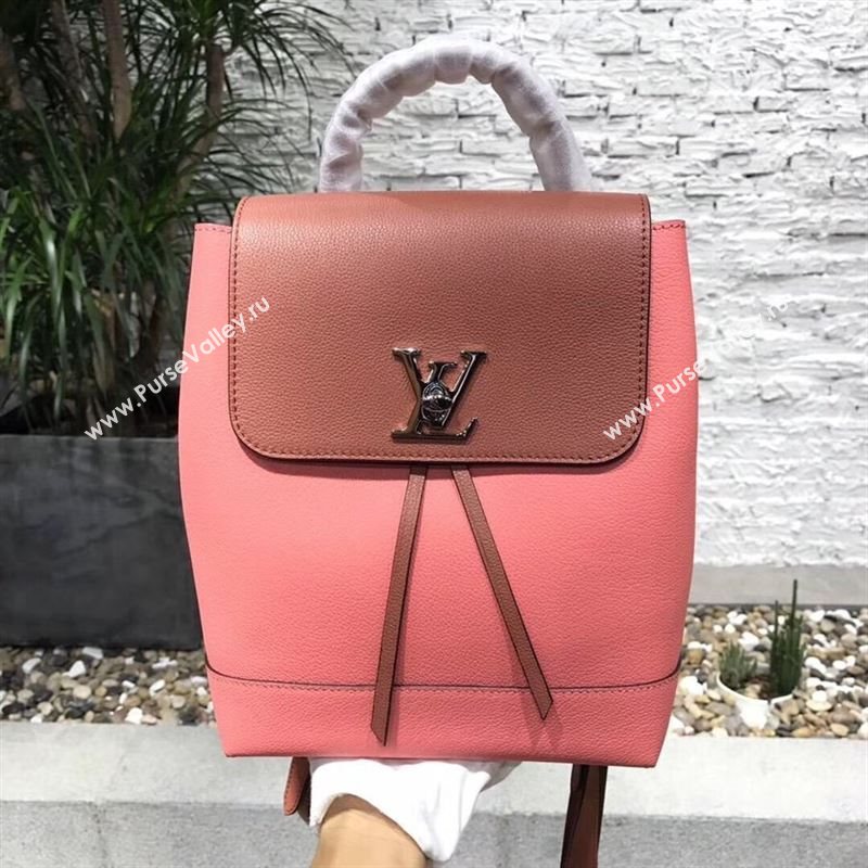 replica Louis Vuitton LV Lockme Backpack Handbag Real Leather Bag M41815 Pink