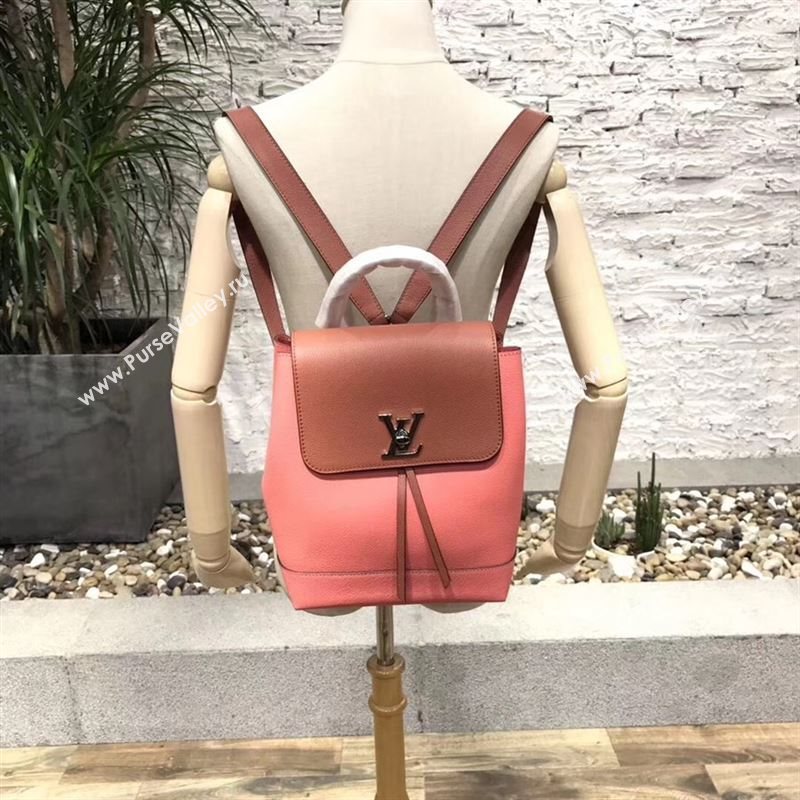 replica Louis Vuitton LV Lockme Backpack Handbag Real Leather Bag M41815 Pink