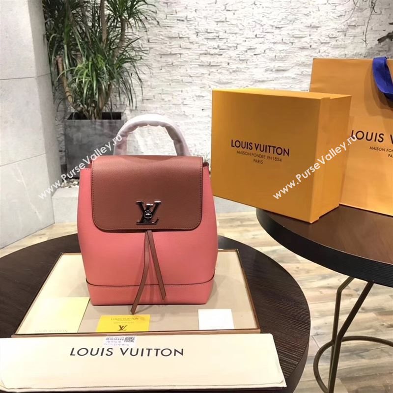 replica Louis Vuitton LV Lockme Backpack Handbag Real Leather Bag M41815 Pink