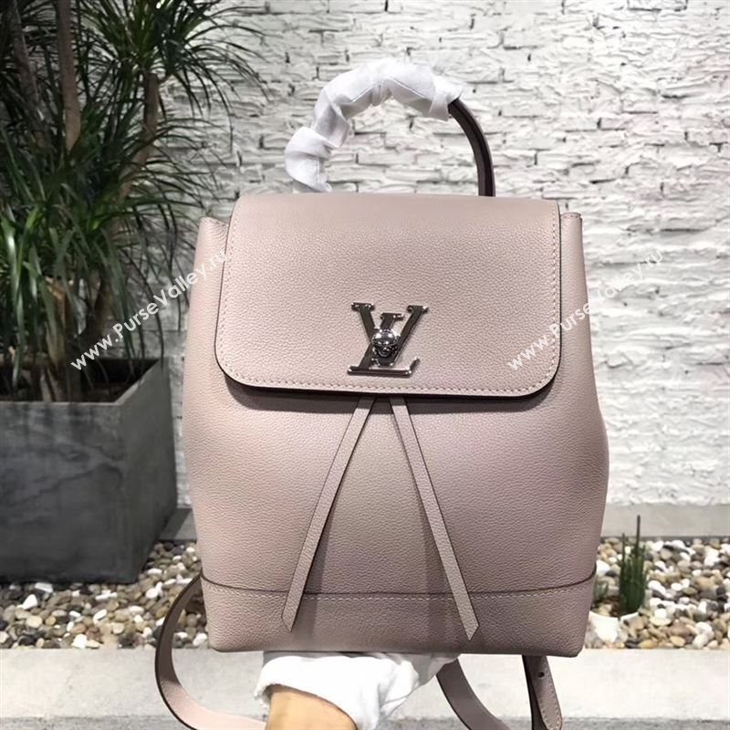 replica Louis Vuitton LV Lockme Backpack Handbag Real Leather Bag M41815 Apricot