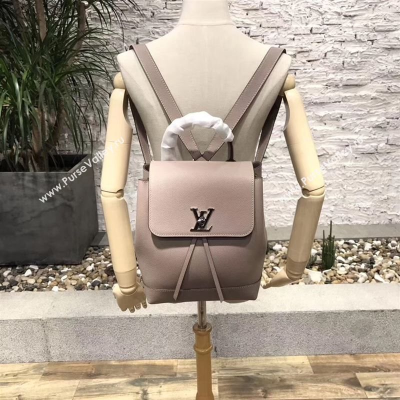 replica Louis Vuitton LV Lockme Backpack Handbag Real Leather Bag M41815 Apricot