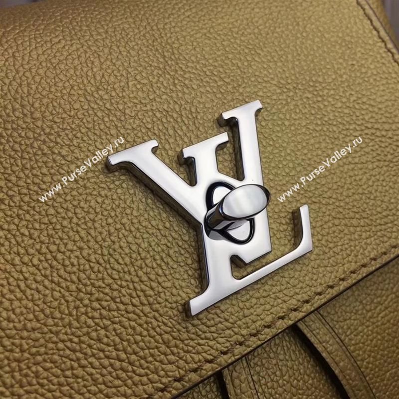 replica Louis Vuitton LV Lockme Mini Backpack Handbag Real Leather Bag M54575 Gold