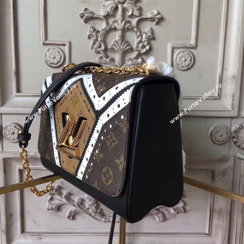 replica Louis Vuitton LV Twist MM Handbag Monogram Chain Shoulder Bag M44214 Brown