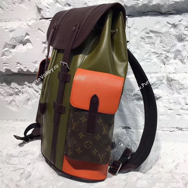 replica Louis Vuitton LV Supreme Christopher PM Backpack Epi Leather Bag M41709 Green&Orange