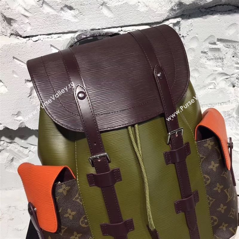 replica Louis Vuitton LV Supreme Christopher PM Backpack Epi Leather Bag M41709 Green&Orange