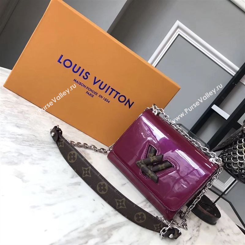 replica Louis Vuitton LV Twist PM Handbag Real Leather Chain Shoulder Bag M54730 Maroon