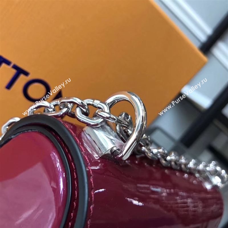 replica Louis Vuitton LV Twist PM Handbag Real Leather Chain Shoulder Bag M54730 Maroon