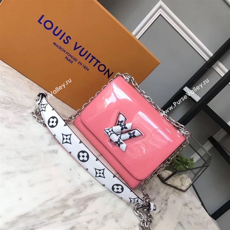 replica Louis Vuitton LV Twist PM Handbag Real Leather Chain Shoulder Bag M54728 Pink