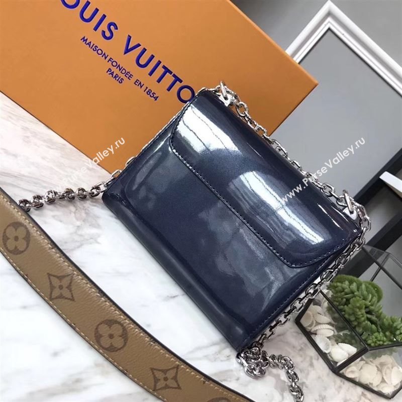 replica Louis Vuitton LV Twist PM Handbag Real Leather Chain Shoulder Bag M54730 Navy