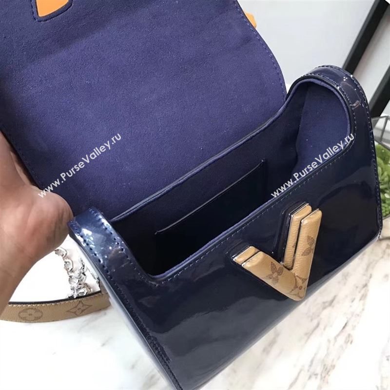 replica Louis Vuitton LV Twist PM Handbag Real Leather Chain Shoulder Bag M54730 Navy