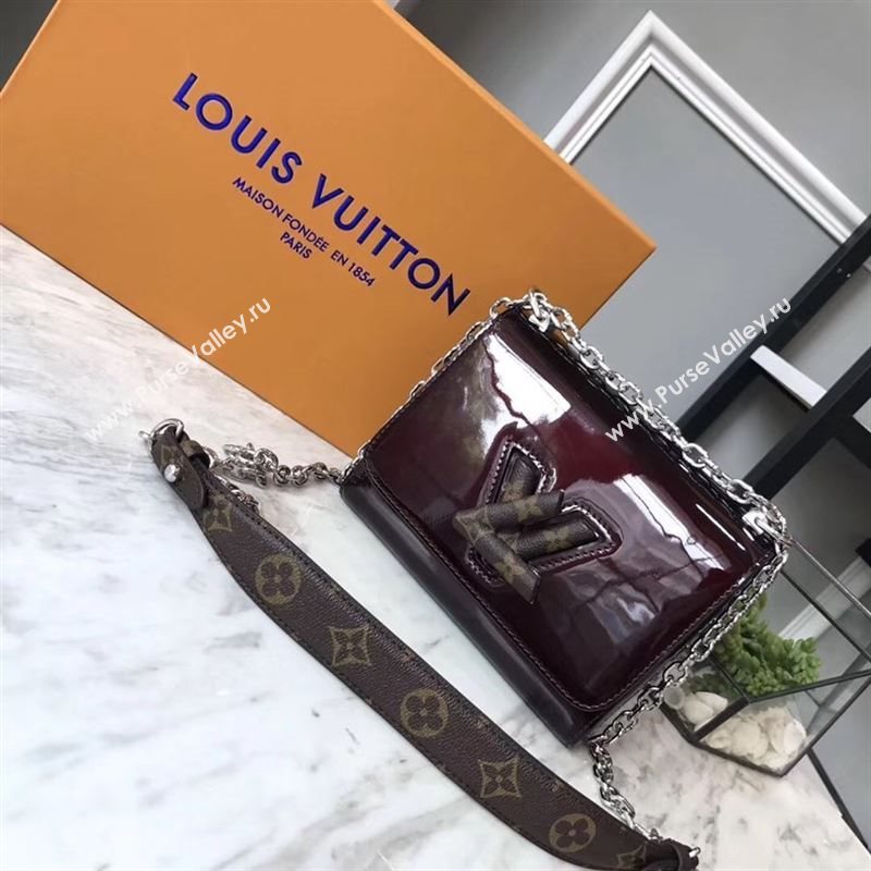 replica Louis Vuitton LV Twist PM Handbag Real Leather Chain Shoulder Bag M54730 Wine