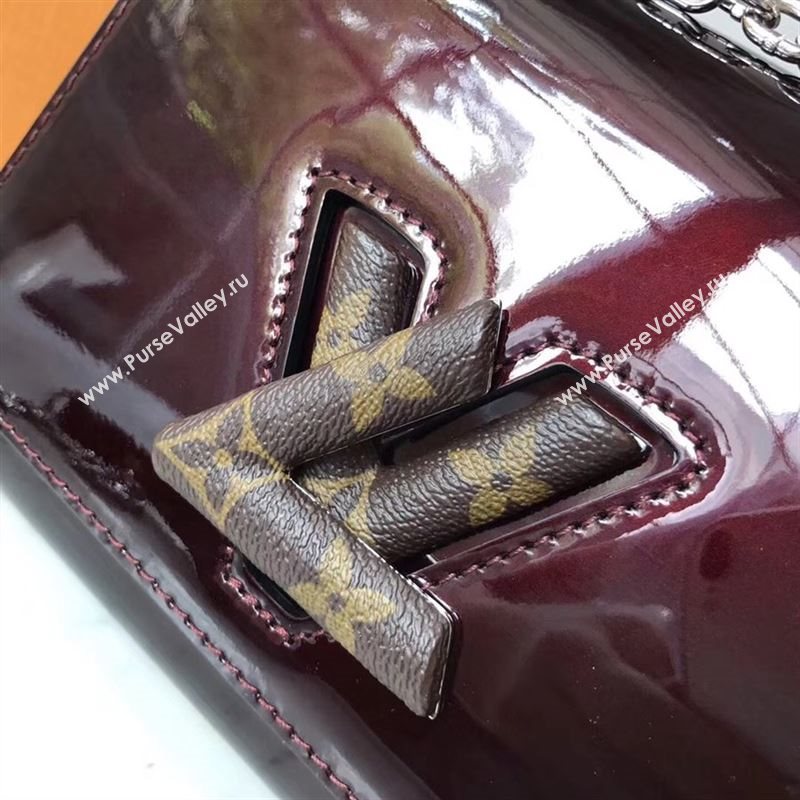 replica Louis Vuitton LV Twist PM Handbag Real Leather Chain Shoulder Bag M54730 Wine