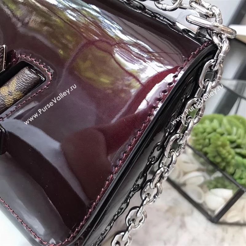 replica Louis Vuitton LV Twist PM Handbag Real Leather Chain Shoulder Bag M54730 Wine