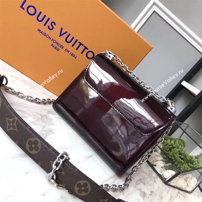 replica Louis Vuitton LV Twist PM Handbag Real Leather Chain Shoulder Bag M54730 Wine