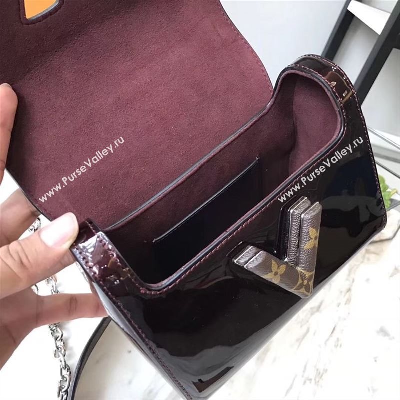 replica Louis Vuitton LV Twist PM Handbag Real Leather Chain Shoulder Bag M54730 Wine