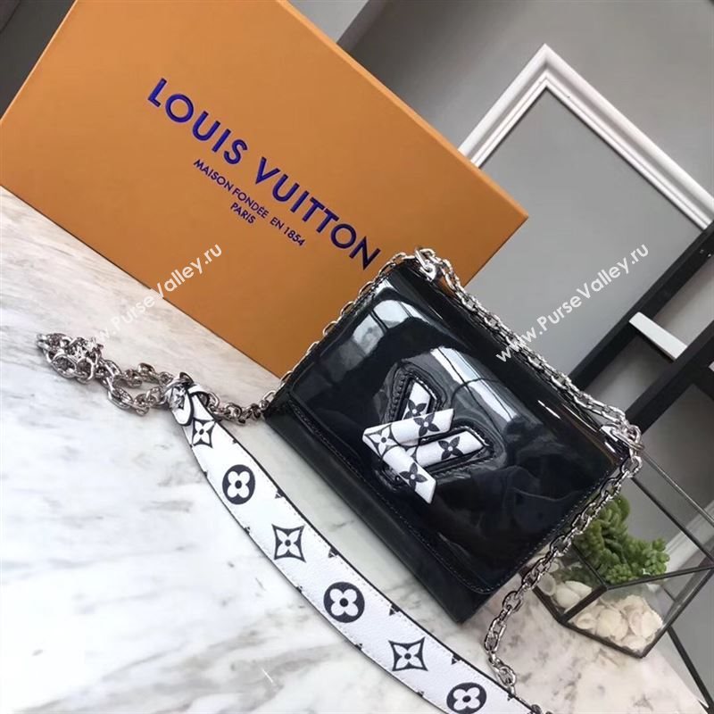 replica Louis Vuitton LV Twist PM Handbag Real Leather Chain Shoulder Bag M54243 Black