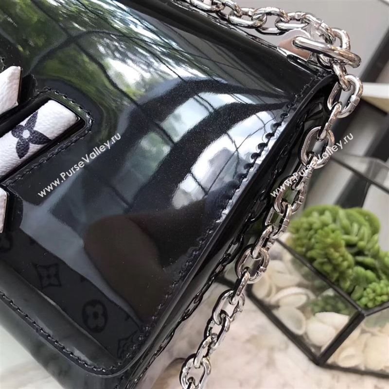 replica Louis Vuitton LV Twist PM Handbag Real Leather Chain Shoulder Bag M54243 Black