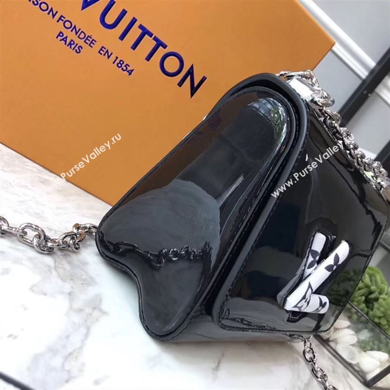 replica Louis Vuitton LV Twist PM Handbag Real Leather Chain Shoulder Bag M54243 Black