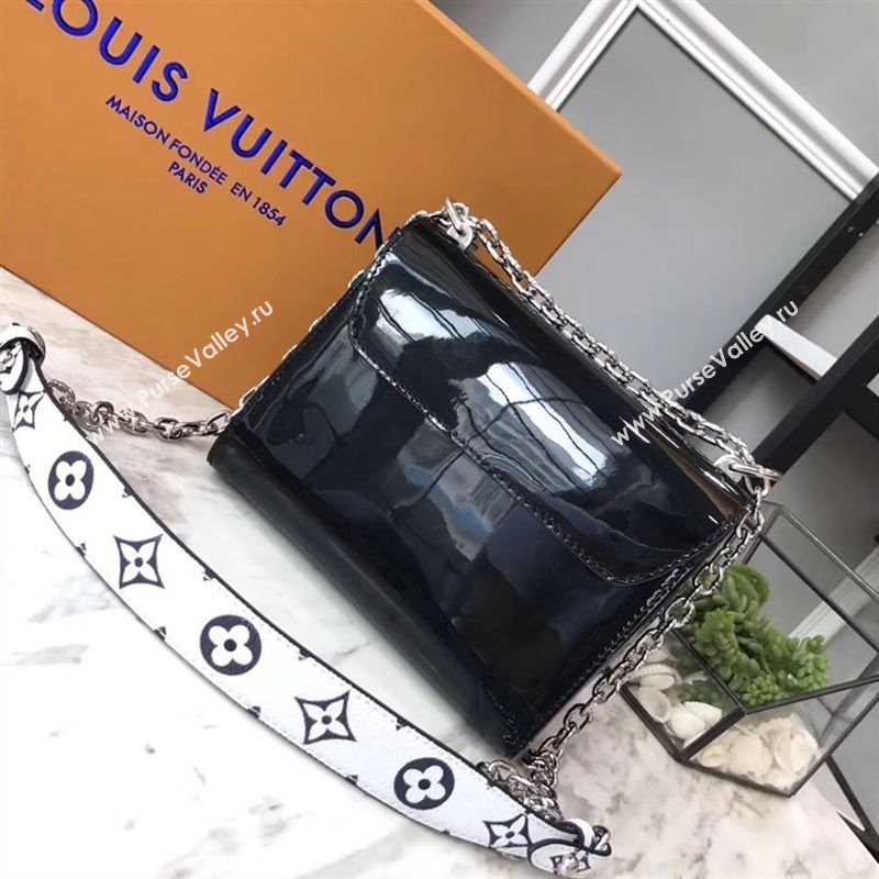 replica Louis Vuitton LV Twist PM Handbag Real Leather Chain Shoulder Bag M54243 Black