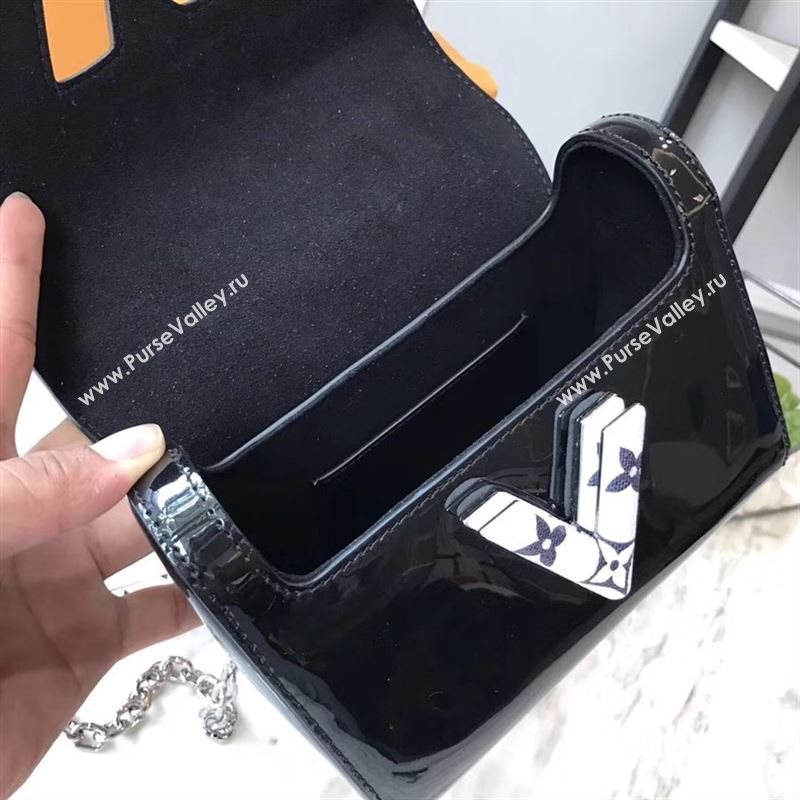 replica Louis Vuitton LV Twist PM Handbag Real Leather Chain Shoulder Bag M54243 Black