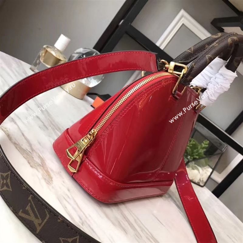 replica Louis Vuitton LV Alma BB Handbag Monogram Real Leather Shoulder Bag M54785 Red