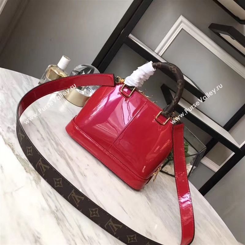 replica Louis Vuitton LV Alma BB Handbag Monogram Real Leather Shoulder Bag M54785 Red