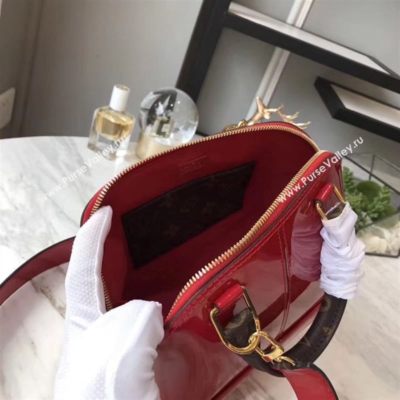 replica Louis Vuitton LV Alma BB Handbag Monogram Real Leather Shoulder Bag M54785 Red