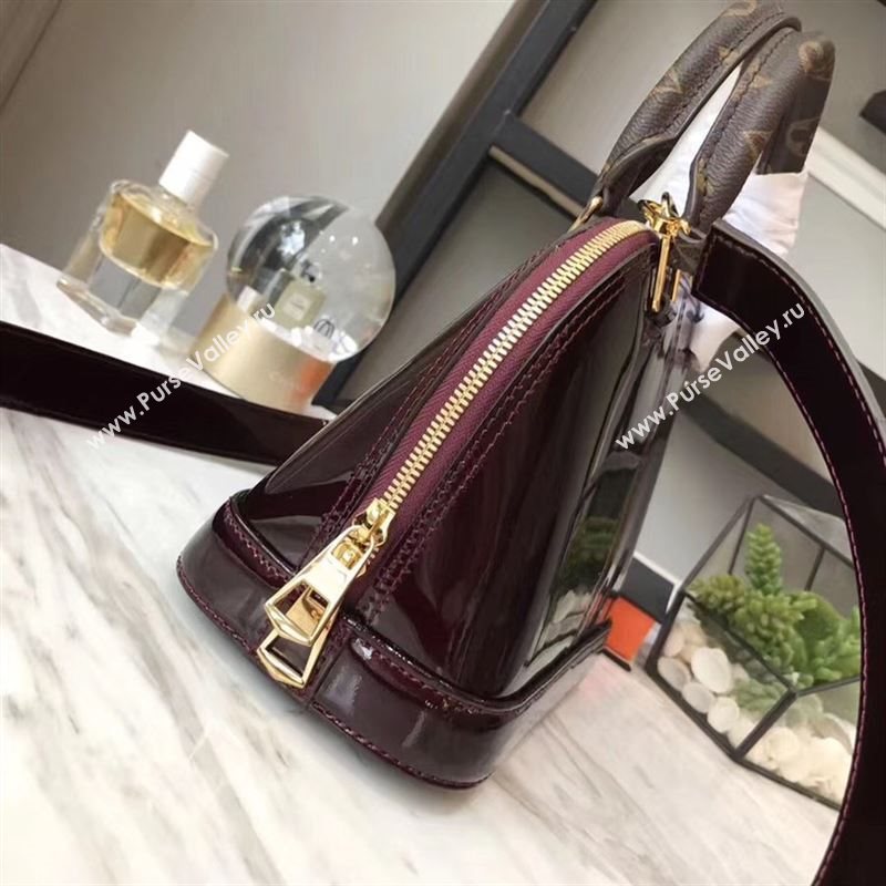 replica Louis Vuitton LV Alma BB Handbag Monogram Real Leather Shoulder Bag M54785 Wine