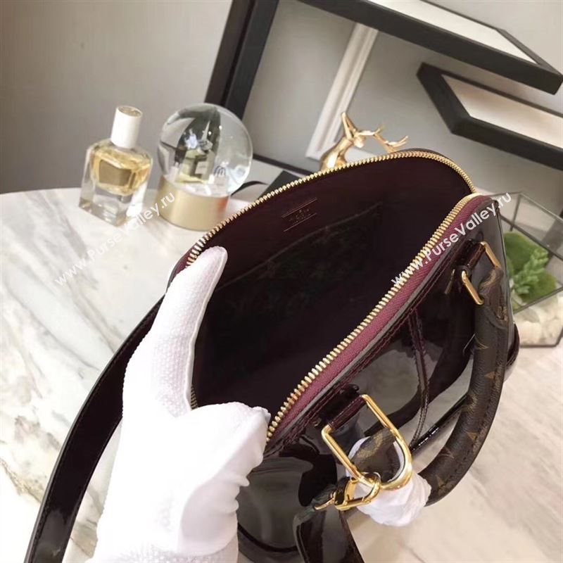 replica Louis Vuitton LV Alma BB Handbag Monogram Real Leather Shoulder Bag M54785 Wine