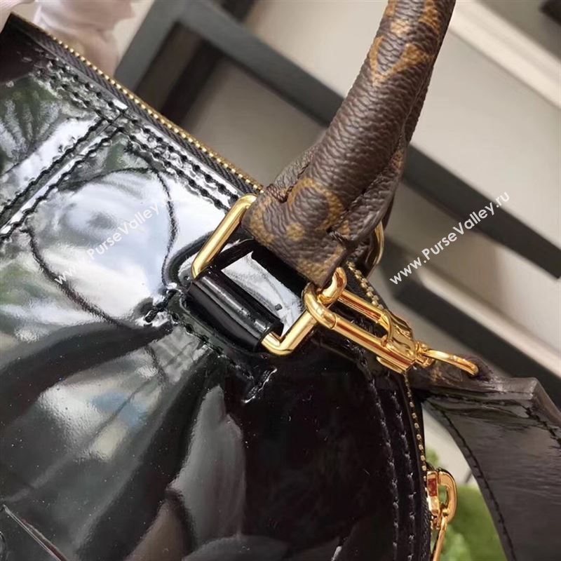 replica Louis Vuitton LV Alma BB Handbag Monogram Real Leather Shoulder Bag M54785 Black