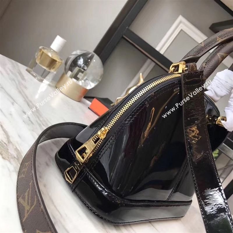 replica Louis Vuitton LV Alma BB Handbag Monogram Real Leather Shoulder Bag M54785 Black