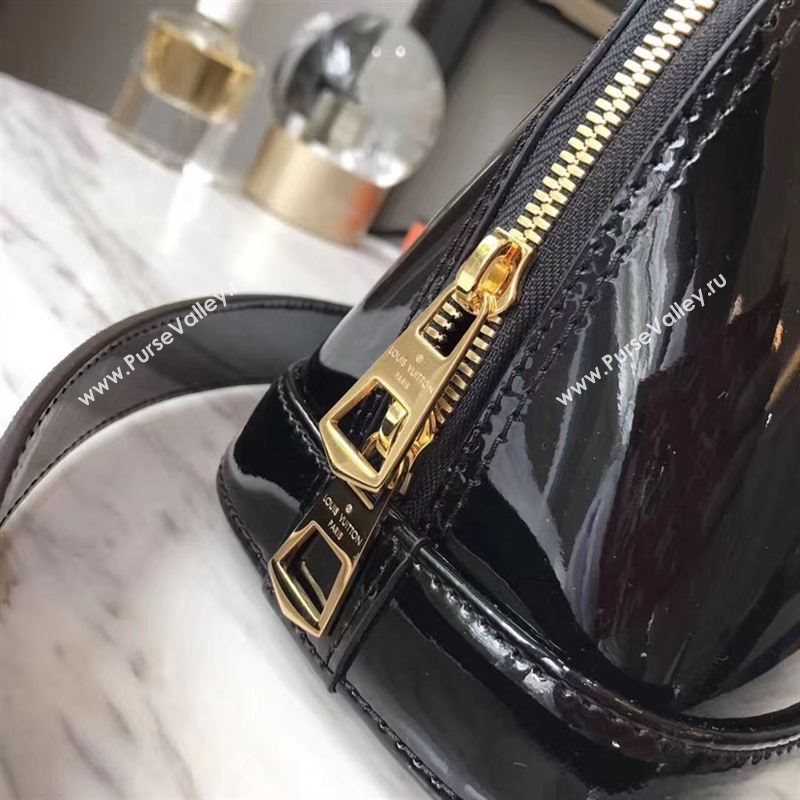 replica Louis Vuitton LV Alma BB Handbag Monogram Real Leather Shoulder Bag M54785 Black