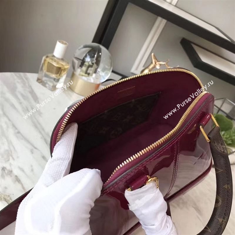 replica Louis Vuitton LV Alma BB Handbag Monogram Real Leather Shoulder Bag M54785 Maroon