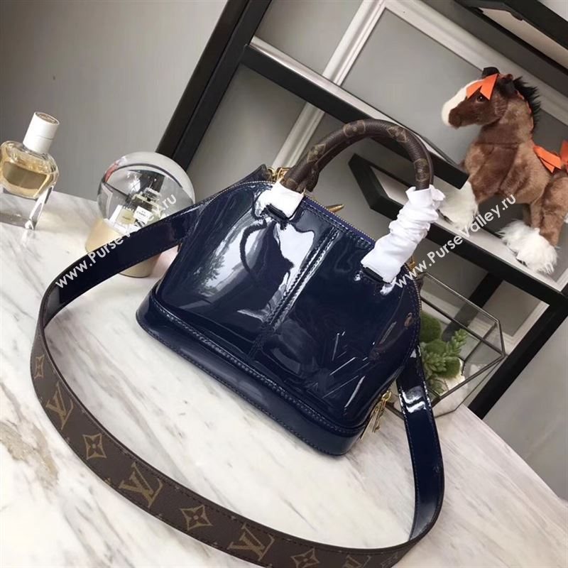 replica Louis Vuitton LV Alma BB Handbag Monogram Real Leather Shoulder Bag M54705 Navy