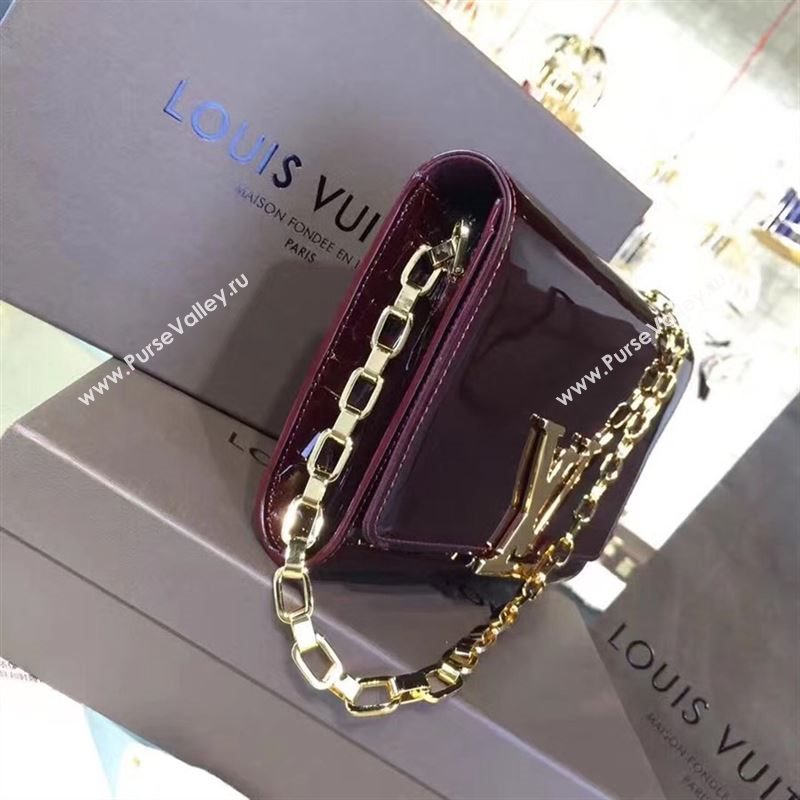 replica Louis Vuitton LV Louise PM Handbag Real Leather Chain Shoulder Bag M51601 Wine