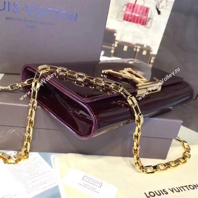 replica Louis Vuitton LV Louise PM Handbag Real Leather Chain Shoulder Bag M51601 Wine