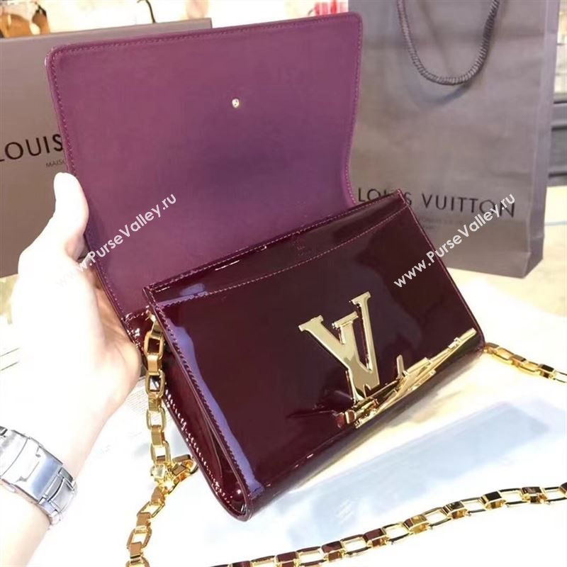 replica Louis Vuitton LV Louise PM Handbag Real Leather Chain Shoulder Bag M51601 Wine