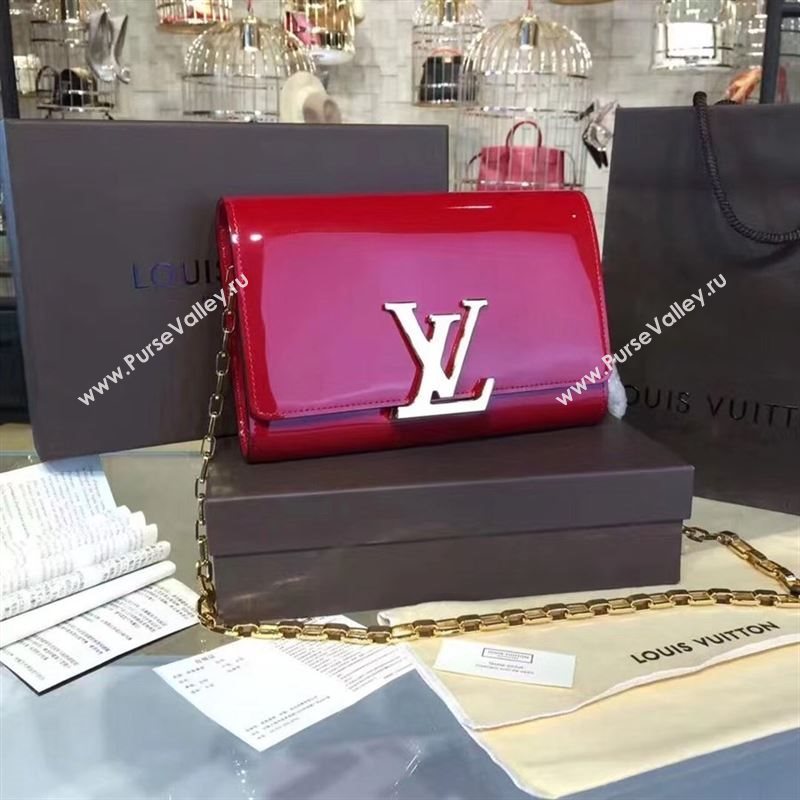 replica Louis Vuitton LV Louise PM Handbag Real Leather Chain Shoulder Bag M51602 Red