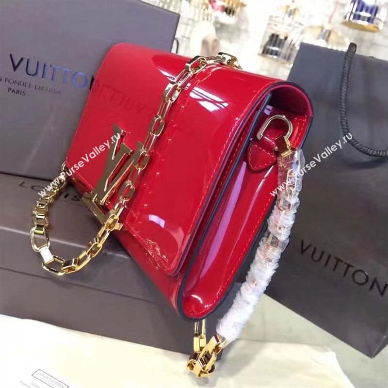 replica Louis Vuitton LV Louise PM Handbag Real Leather Chain Shoulder Bag M51602 Red