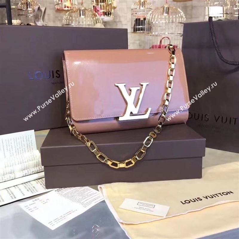 replica Louis Vuitton LV Louise PM Handbag Real Leather Chain Shoulder Bag M51601 Nude