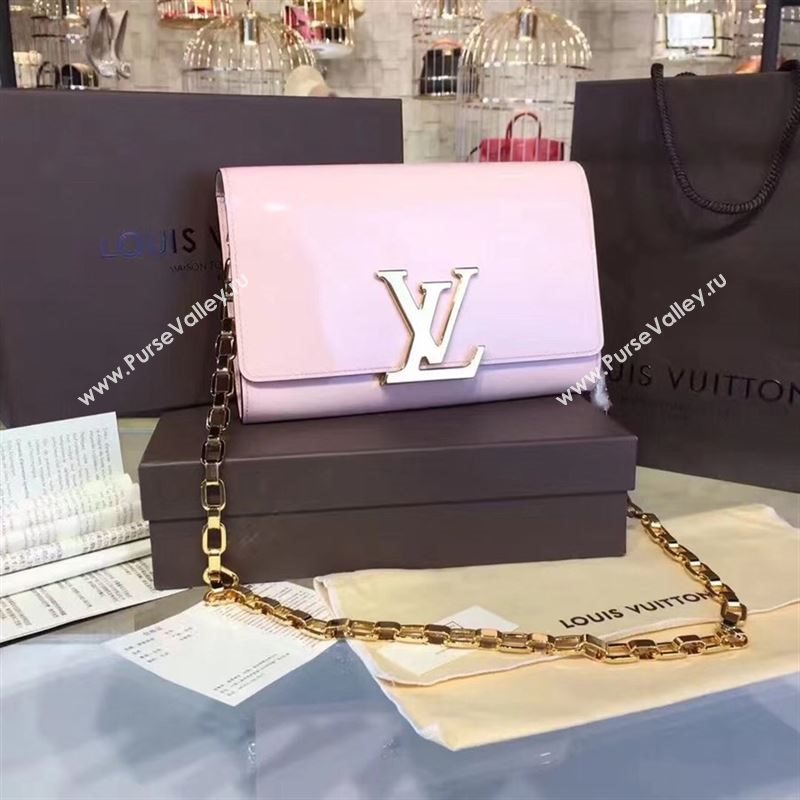 replica Louis Vuitton LV Louise PM Handbag Real Leather Chain Shoulder Bag M51603 Pink