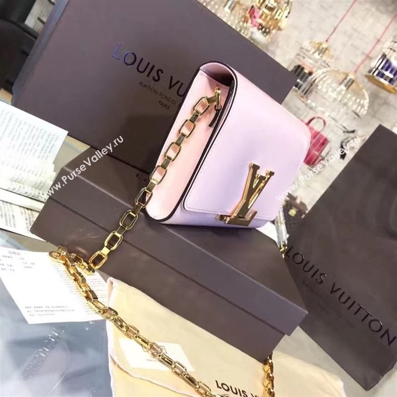replica Louis Vuitton LV Louise PM Handbag Real Leather Chain Shoulder Bag M51603 Pink