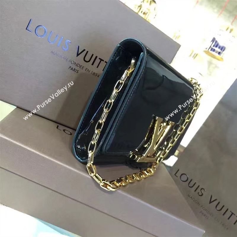 replica Louis Vuitton LV Louise PM Handbag Real Leather Chain Shoulder Bag M51601 Black