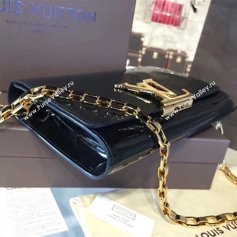 replica Louis Vuitton LV Louise PM Handbag Real Leather Chain Shoulder Bag M51601 Black
