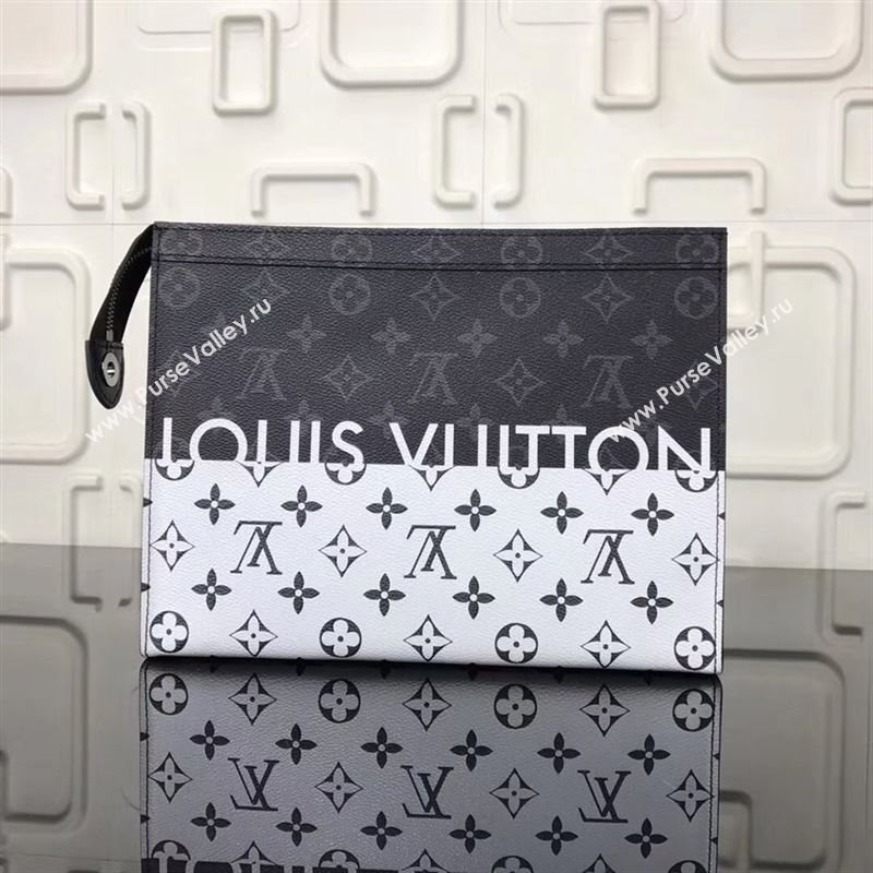 replica Louis Vuitton LV Pochette Voyage MM Clutch Handbag Monogram Bag M63039 Black&White