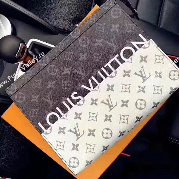 replica Louis Vuitton LV Pochette Voyage MM Clutch Handbag Monogram Bag M63039 Black&White