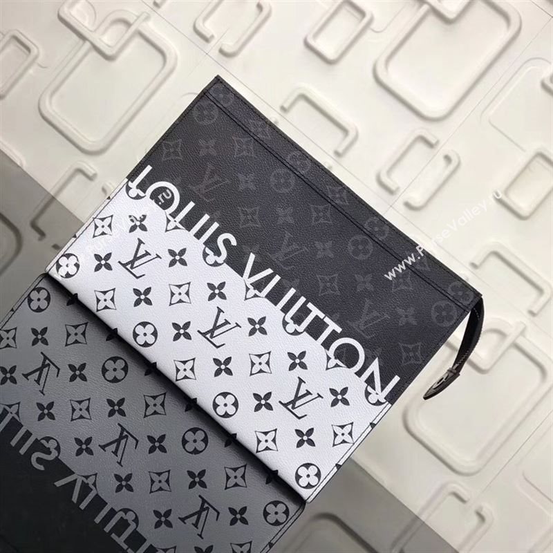 replica Louis Vuitton LV Pochette Voyage MM Clutch Handbag Monogram Bag M63039 Black&White